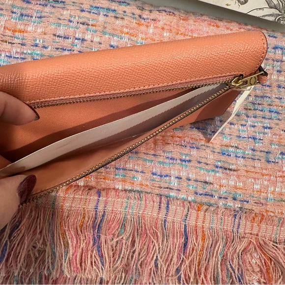 Coach Wyn Crossgrain Leather Light Coral Soft Wallet & French Connection Scarf - Picture 10 of 16